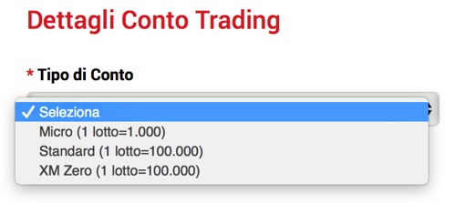 tipo di conto di xm trading